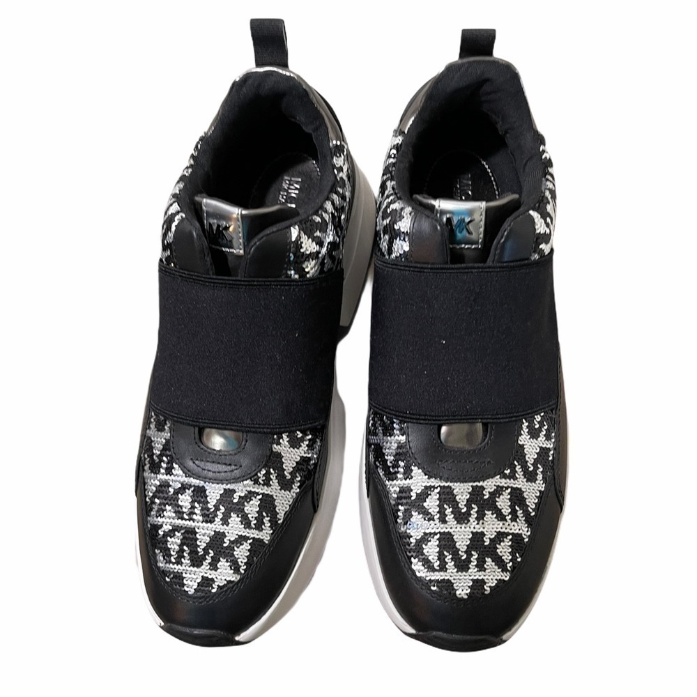 Michael Kors Cosmo Logo Sequined Slip on Sneakers. Size 8.5 EUC - Picture 4 of 14